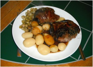 Goose breast stuffed with haggis and wrapped in bacon .  Lovely.